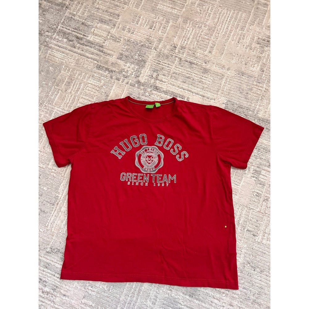 Hugo Boss Green Team T Shirt Mens XXL Red Graphic Logo Tee Casual Top